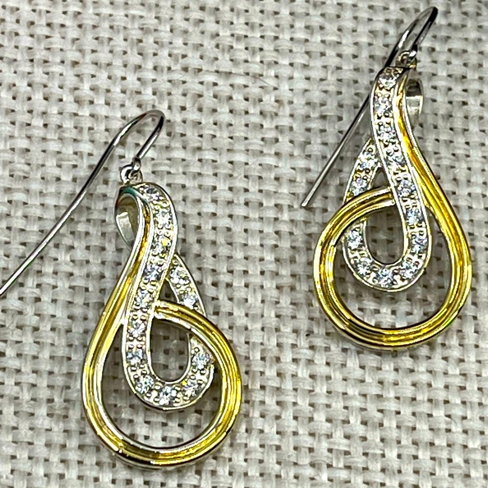 ✨ Vintage Diamonique Two-Tone Sterling Silver Earrings